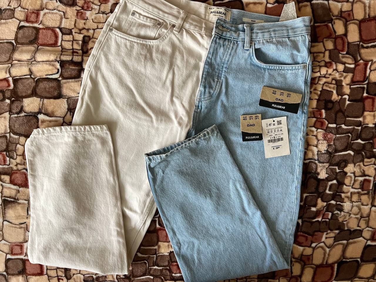 Штани pull bear jeans dad white blue jeans джинси чиноси