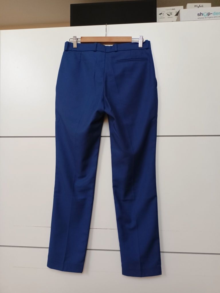 Granatowe niebieskie kobaltowe spodnie garniturowe męskie chinosy
