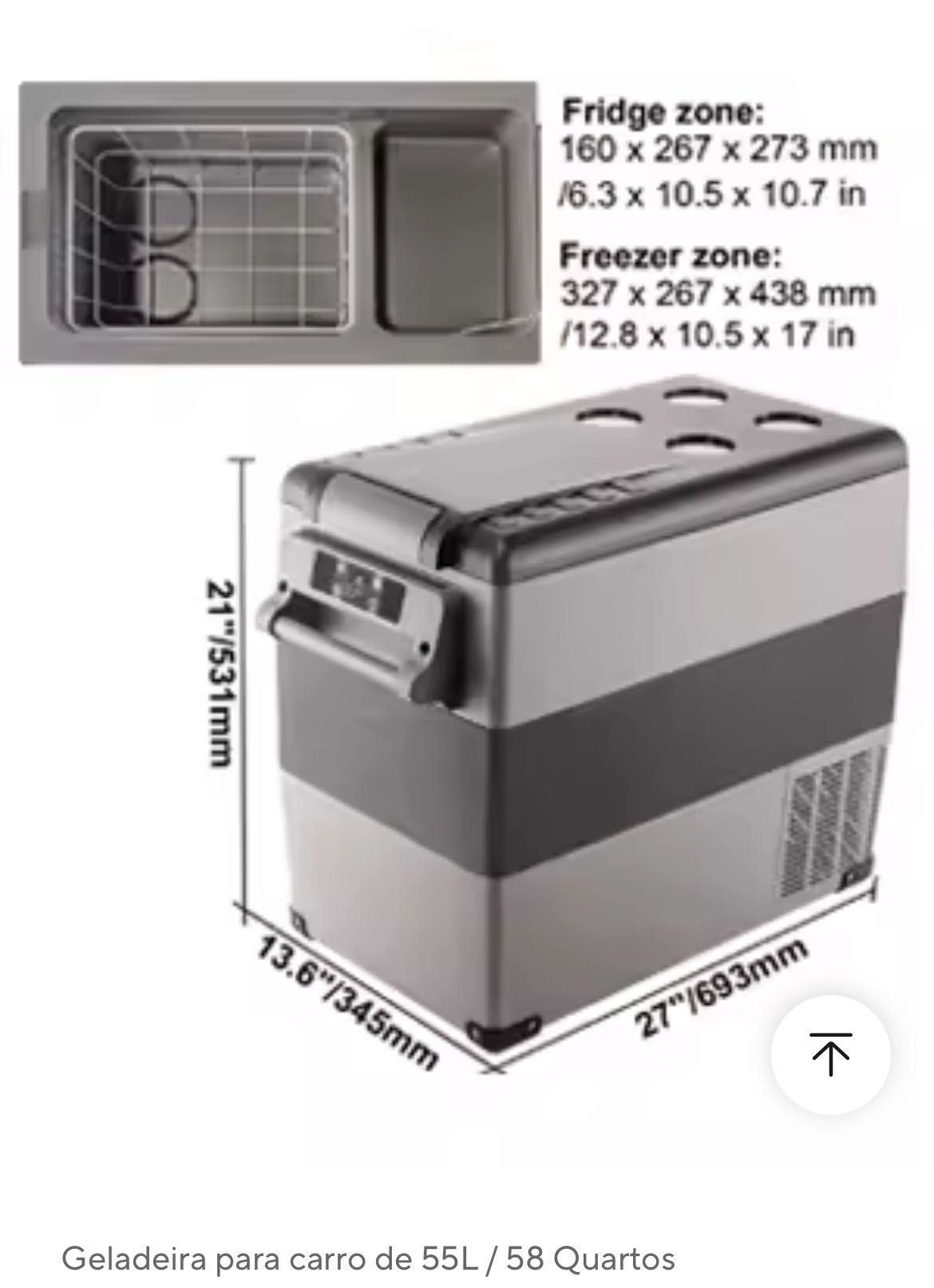 Arca 55L refrigeradora/congeladora 12/24v 220v nova
