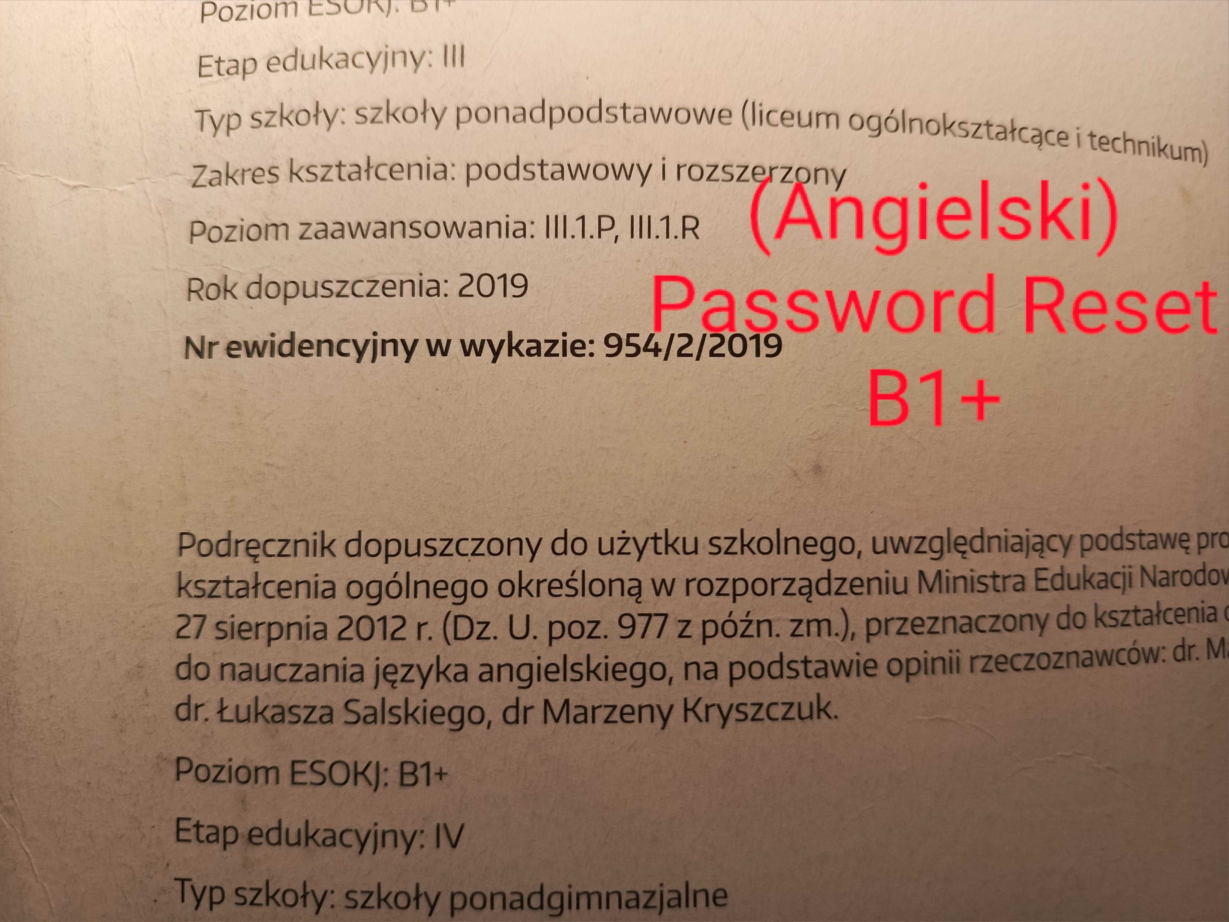 password reset B1+ student's book Macmillan