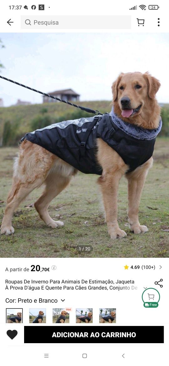 Roupa para cão + trela (novo)