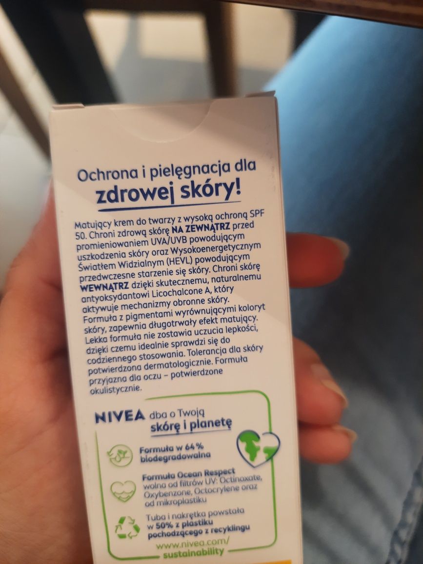 Krem do twarzy matujący Nivea Sun SPF50 nowy