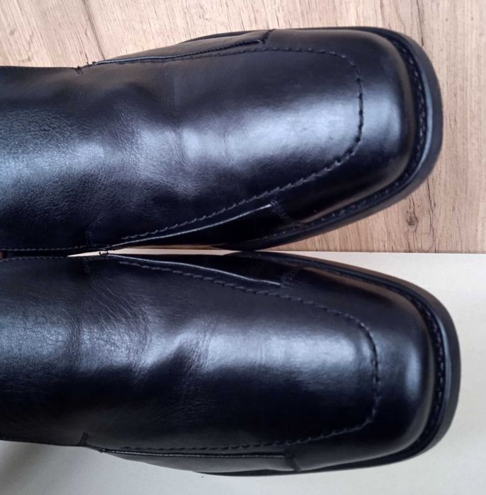 Німецькі натуральні шкіряні чоловічі туфлі, чорні лофери, демі, р. 41