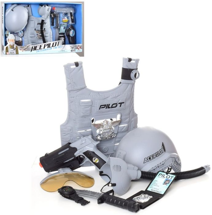 Пилот Детский набор оружия с каской, бронежилетом, маской, пистолетом.