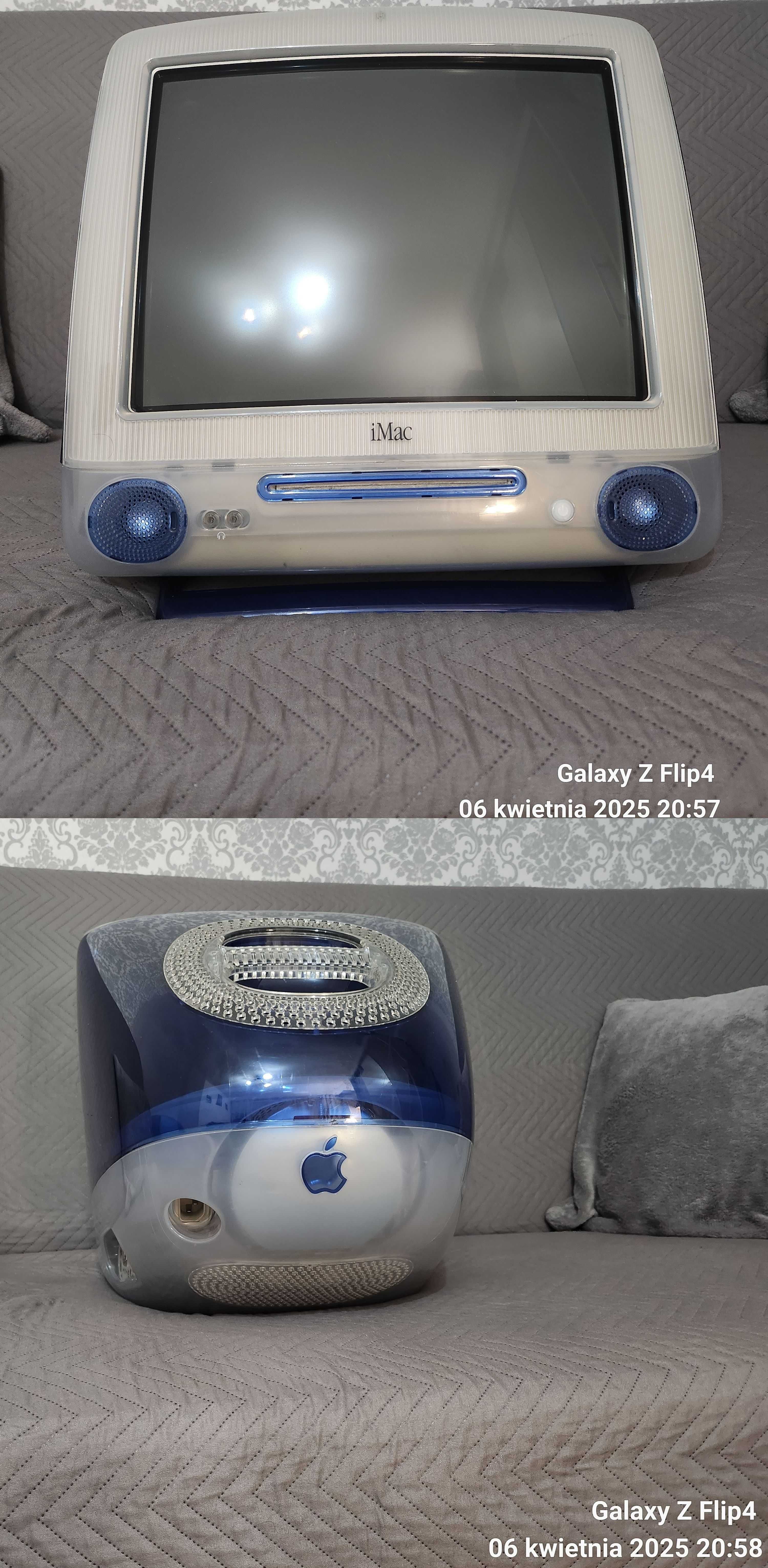 Stary retro komputer Apple iMac G3 Indigo Blue Mac Os 10 Power Pc