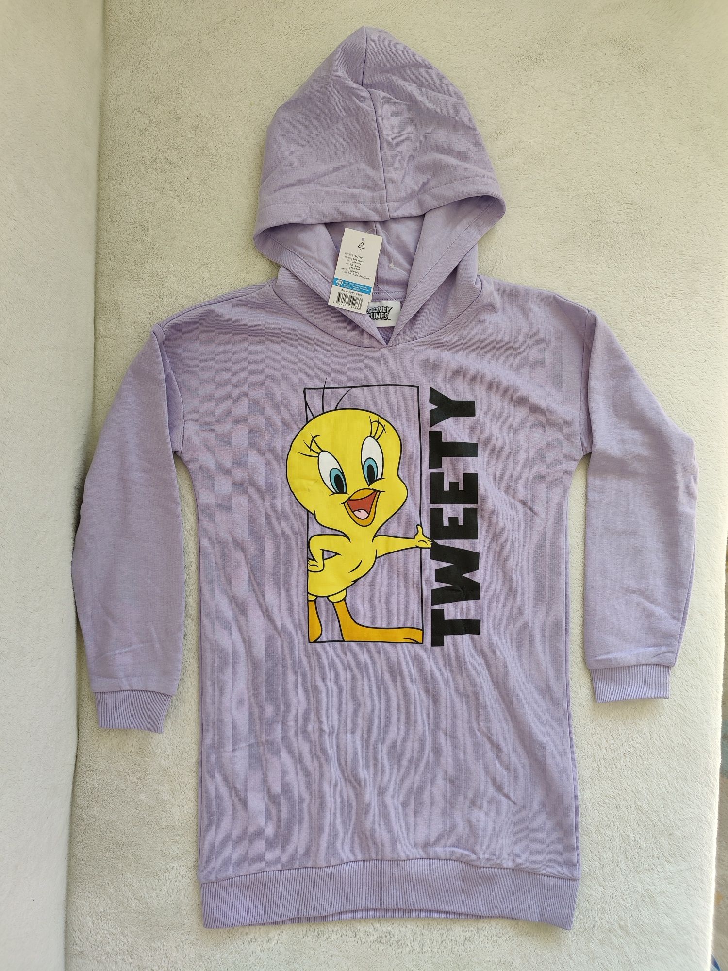 Nowa długa bluza Looney Tunes Tweety 134/140cm tunika