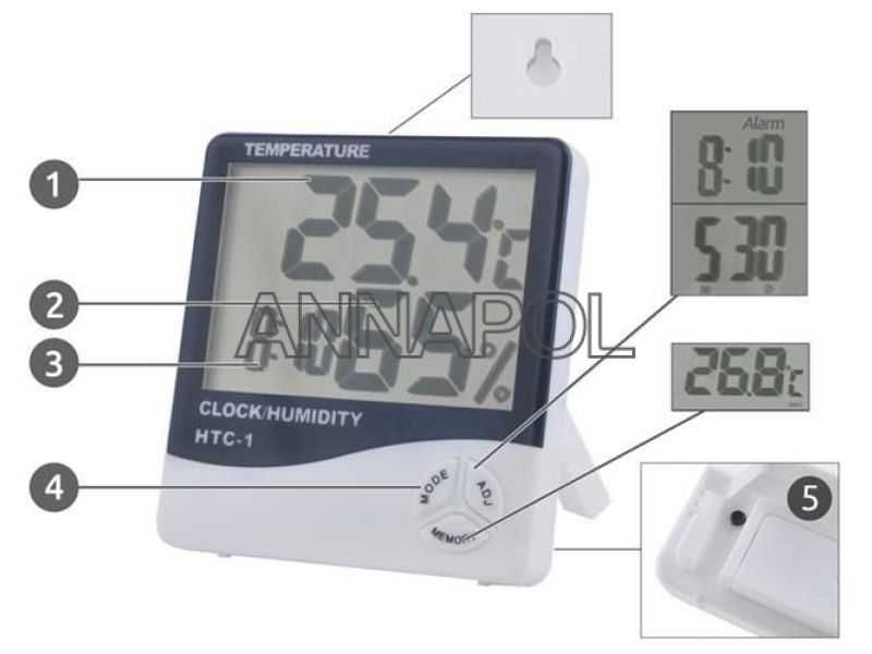 zegar biurkowy budzik alarm z temperaturą otoczenia i wilgotnością