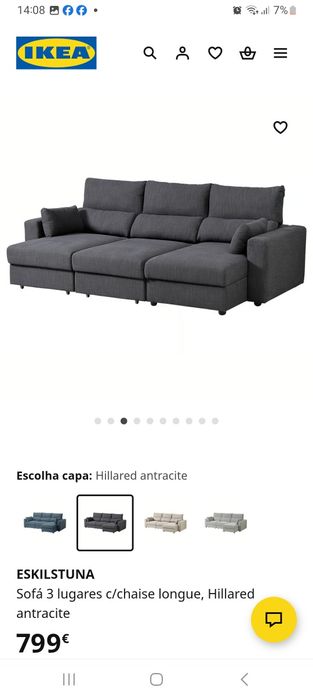 Sofá ikea chaiselong e lugares extensiveis