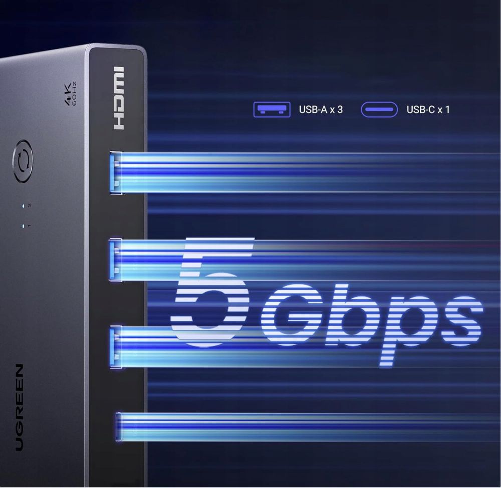 Przełącznik USB-C KVM UGREEN CM732 2xPC 2xMonitory