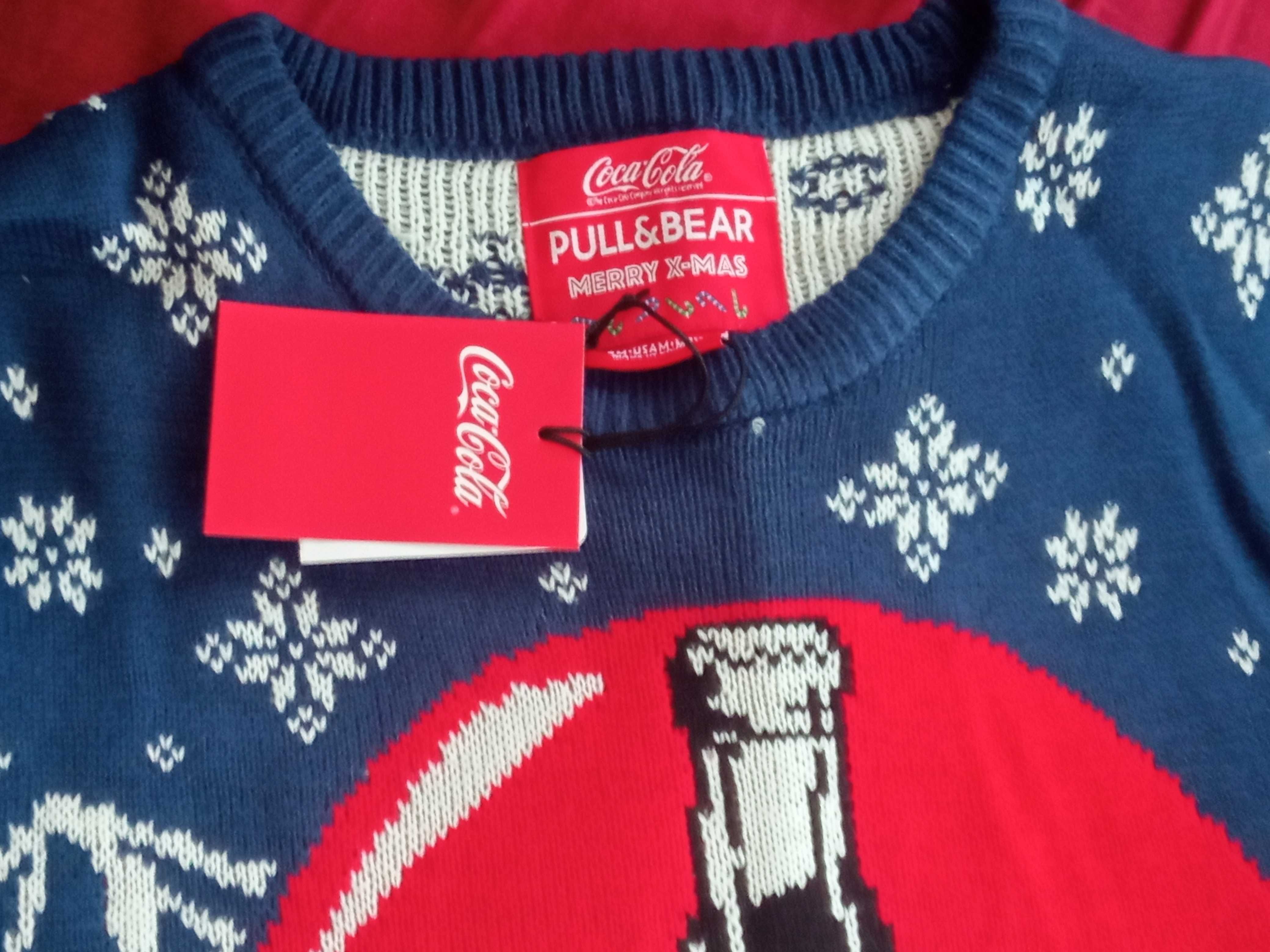 Coca Cola swetr męski M S MOTYW ŚWIĄTECZNY Pull&bear sweter NOWY