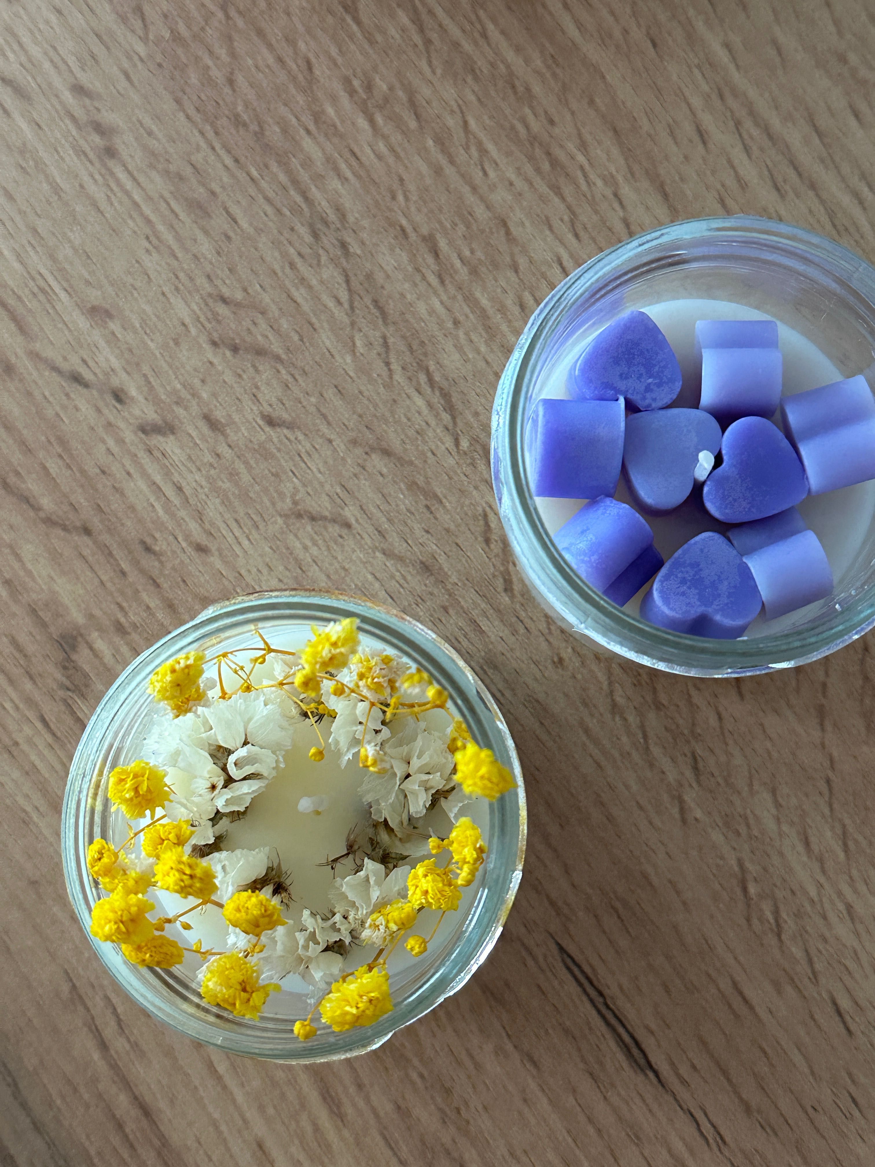Velas florais, cera de soja, artesanais