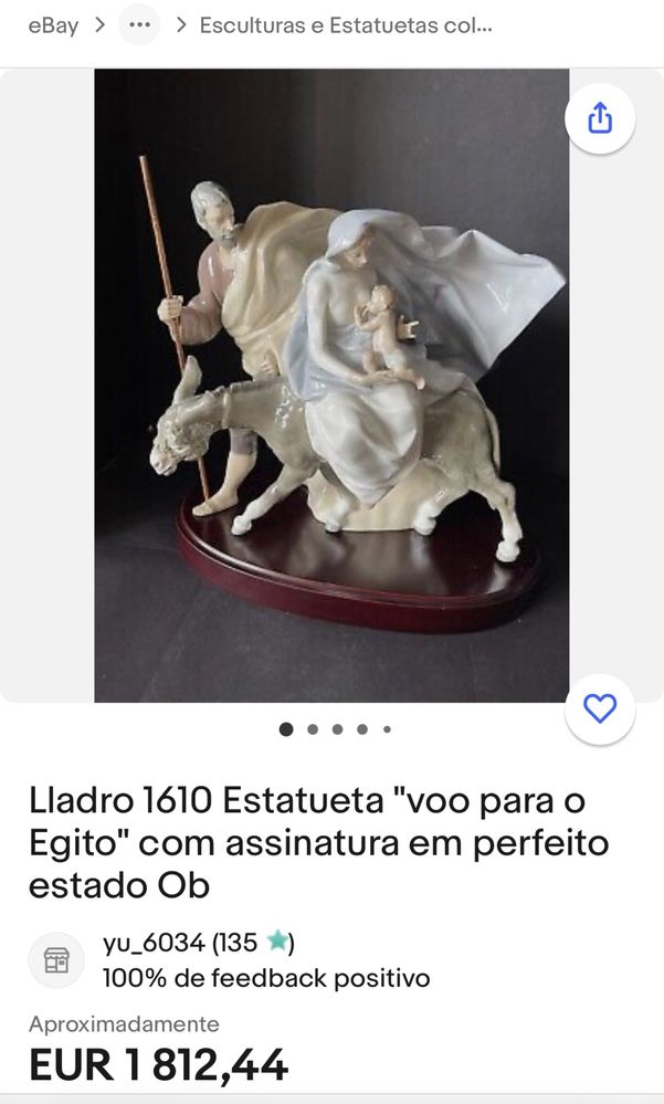 Lladró 1610 - estatueta de porcelana  "voo para o Egito"