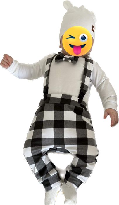 Eleganckie ubranko chrzest/święta 68 miś foch