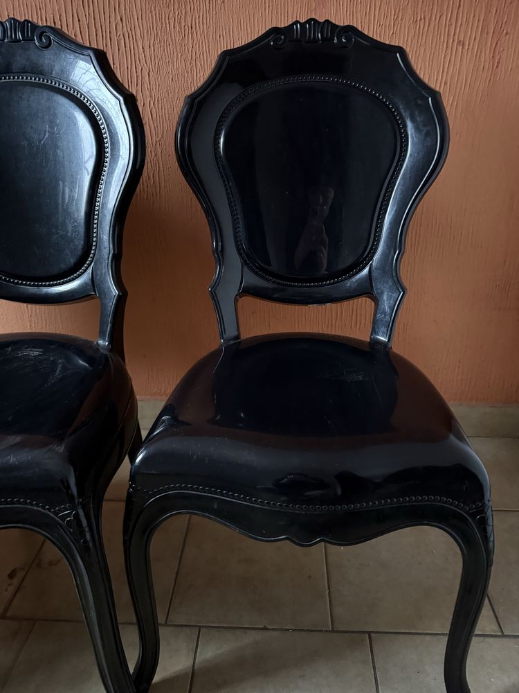 Czarne krzesła barokowe Glamour