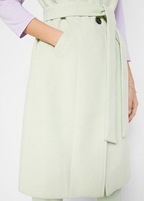 B.P.C długa kamizelka flauszowa pistacjowa ^46