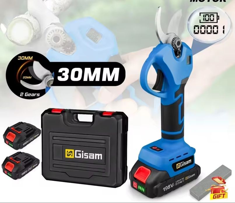 Excelente tesoura de poda com 2 baterias de 128VF,
