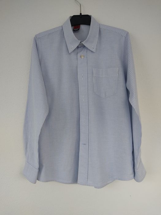 Camisa às riscas azuis claro, rapaz 10-11 anos, Zara