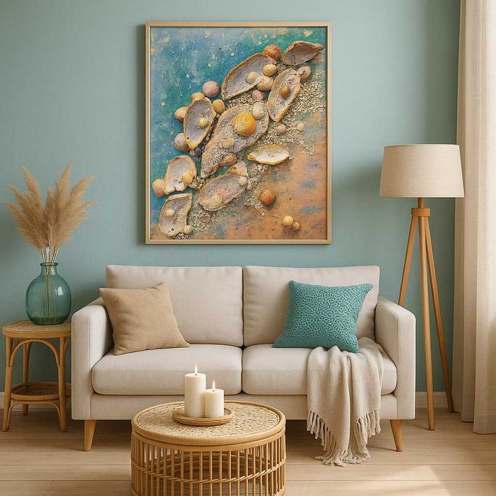 Картина текстурна зі справжніх мушель устриці 3Д