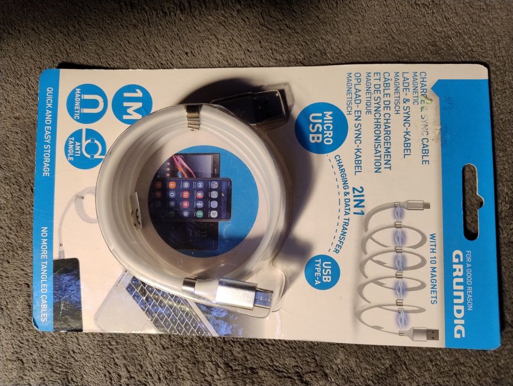 Kabel micro USB, magnetyczny . Nowy !!!
