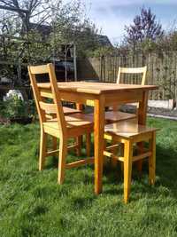 Stół z krzesłami lite drewno