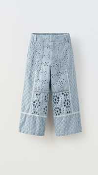 Nowe Zara r.116 spodnie z haftem typu patchwork
