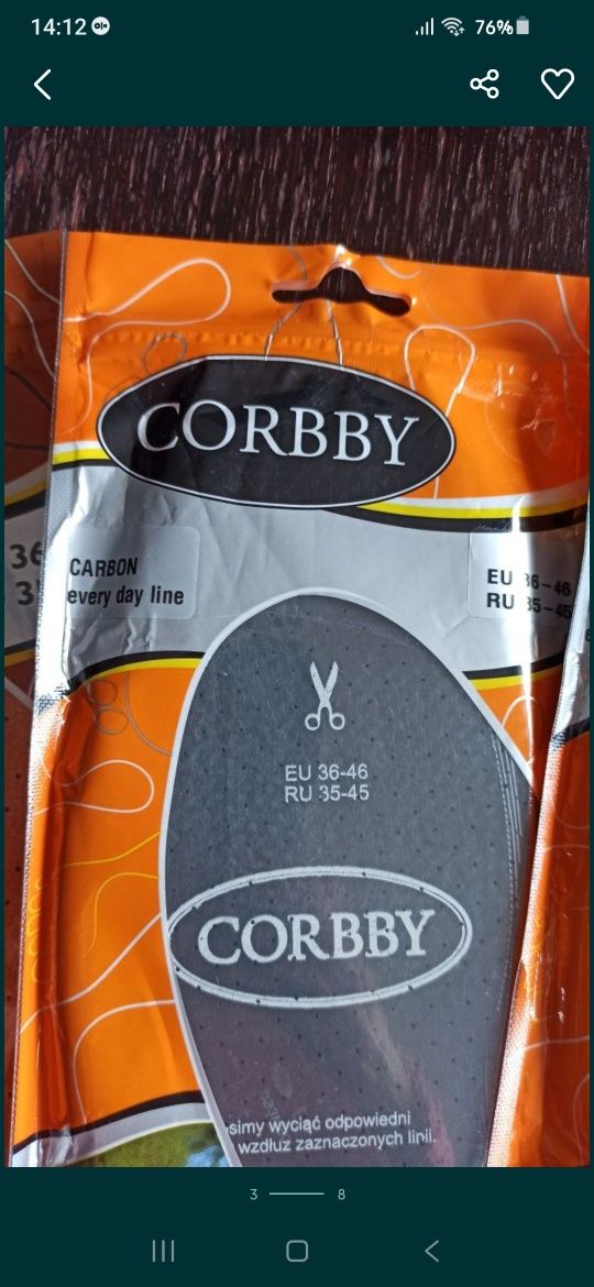 Wkładki do butów całoroczne Corbby Aloes Karbon r. 36-46