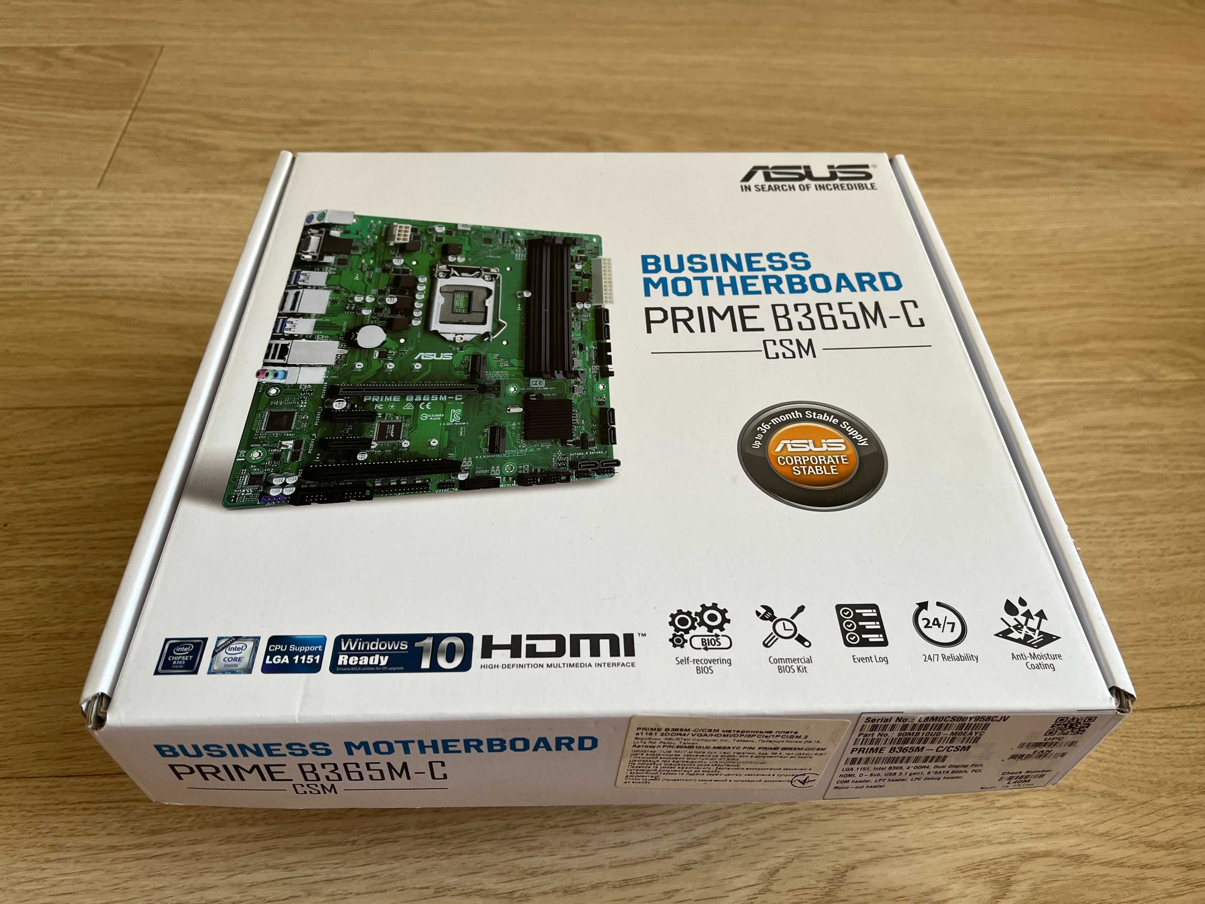 Материнська плата ASUS PRIME B365M-C/CSM