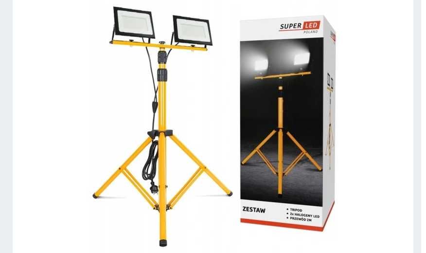ZESTAW Statyw  Naświetlacz Halogen Budowlany 2x 50W LED 11000lm