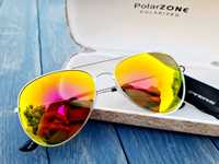Nowe modne okulary przeciwsłoneczne Aviator żółte marki Revers - moda
