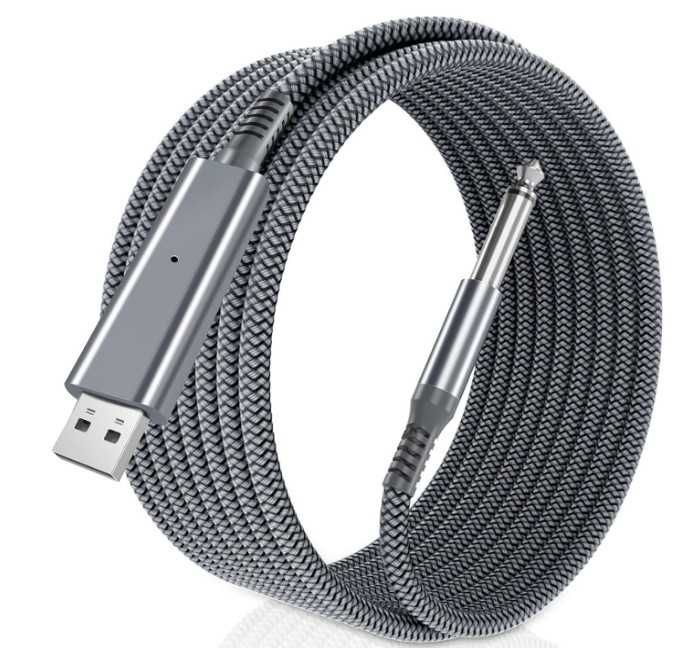 Kabel USB A do Jack 6.35mm w oplocie 2m Elebase