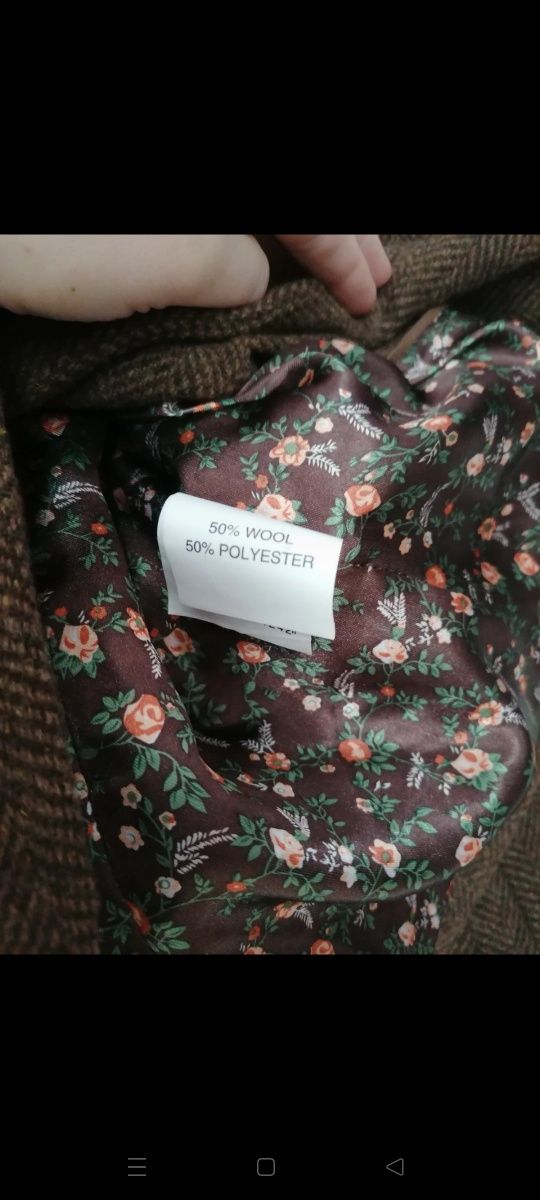 Marynarka z wełną Tara 40/L w jodełkę styl vintage