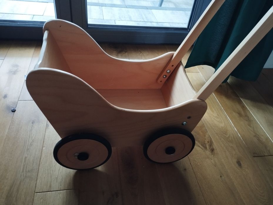 Wózek dziecięcy drewniany dla lalek do zabawy