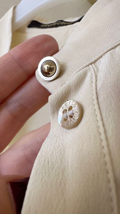 Roberto Cavalli блуза сорочка шовк з мереживом шелковая блузка шелк XS