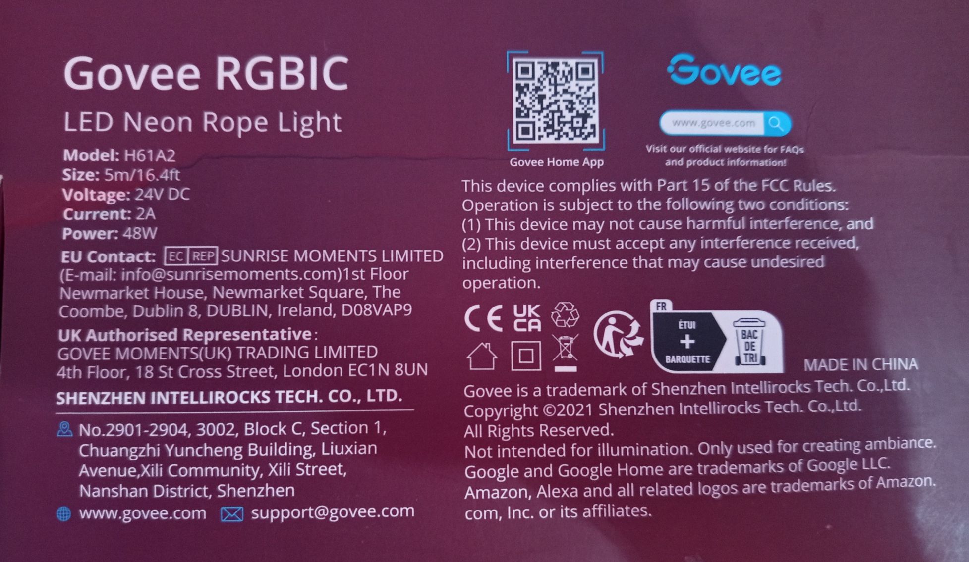 Govee H61A2 Neon Rope 5m Taśma LED Wi-Fi Bluetooth RGBIC