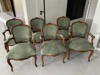 Komplet 6 foteli ludwikowskich miętowe / zielone nowa tapicerka