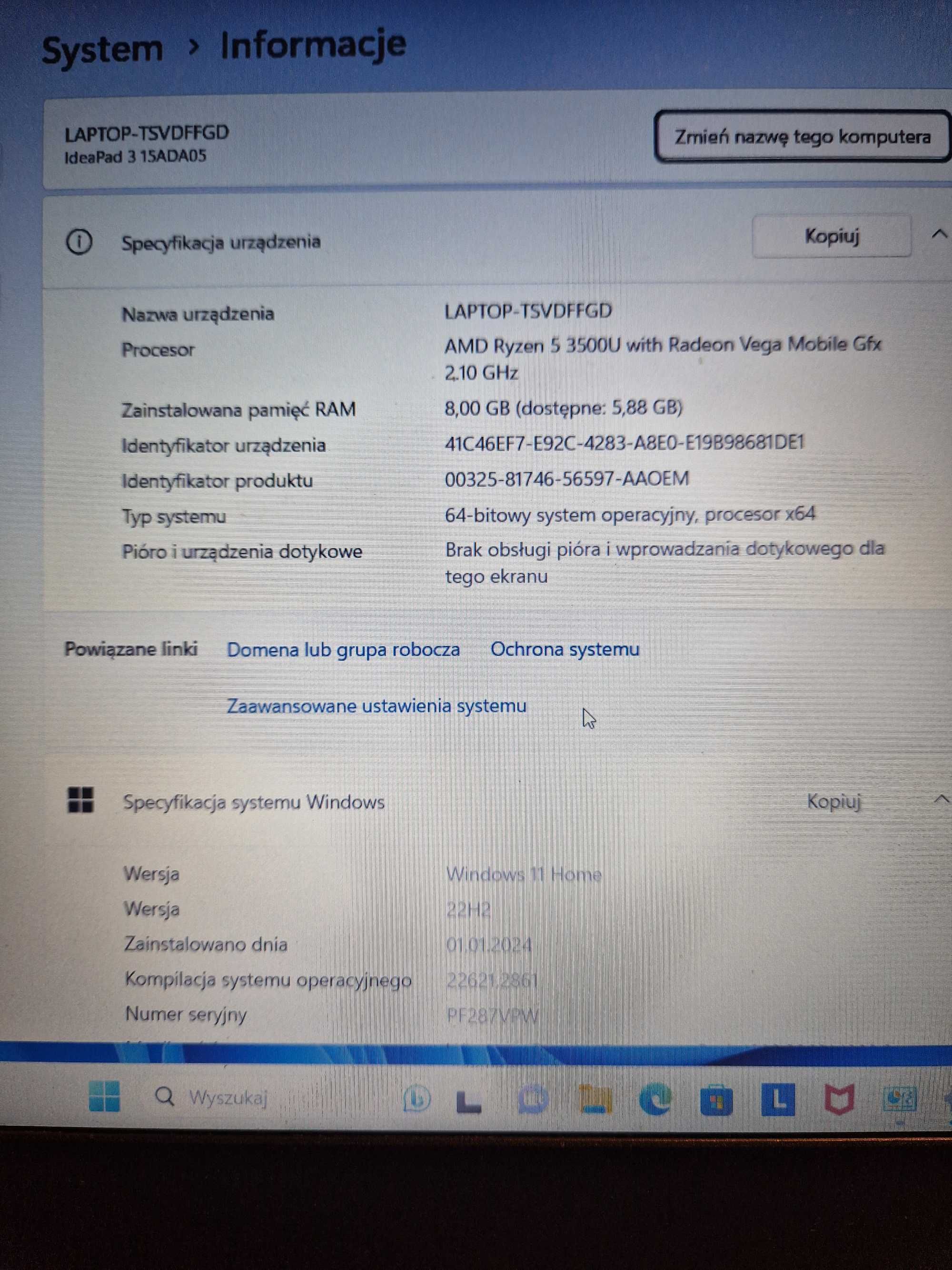 Laptop lenovo IdeaPad 3 15ADA05 Laptop - Type 81W1