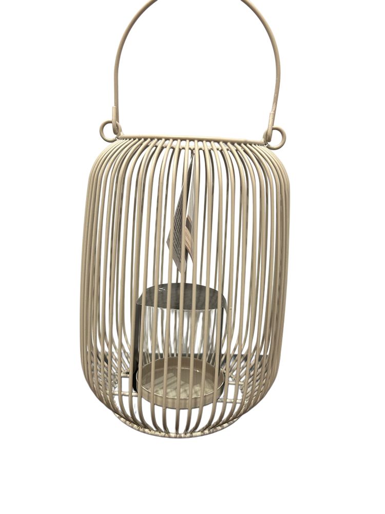 Metalowy lampion na świeczkę kremowy nr.8087