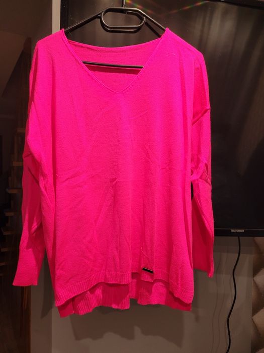 Sweterek damski cienki XL FUKSJA