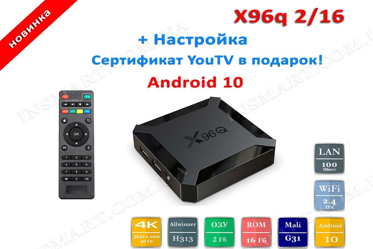 X96Q 2/16 GB - Настроена! Сертификат в подарок! Смарт тв приставка.