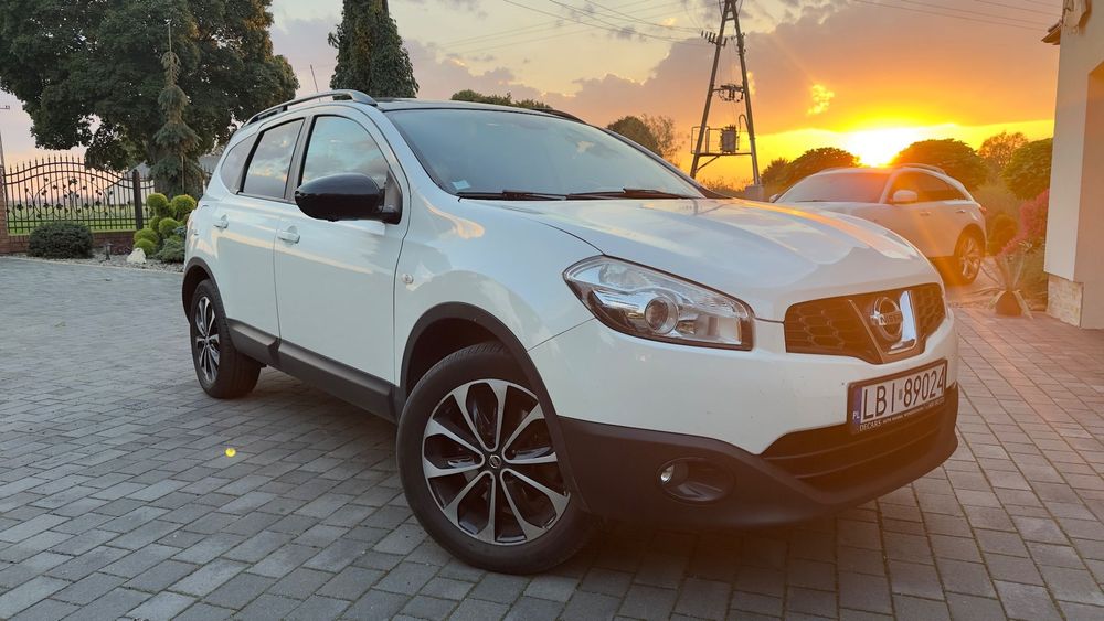 Nissan Qashqai+2 2014 r. Biała Perła,panorama, kamery 360, tempomat, Navi, klimatronic,