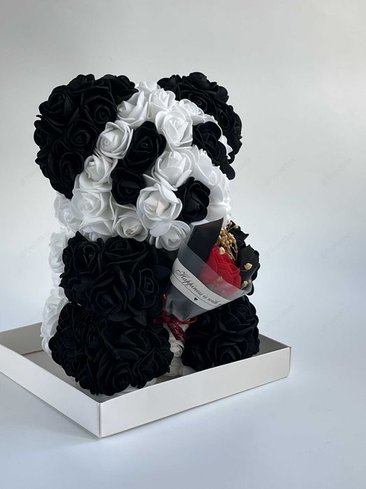 Ведмедик з троянд в колбі / Подарунковий набір / Панда / Випускний