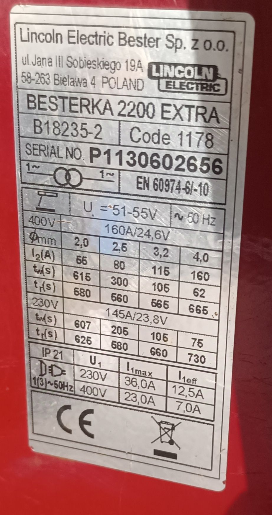Sprzedam spawarkę BESTERKA 2200 EXTRA 230V 400V
