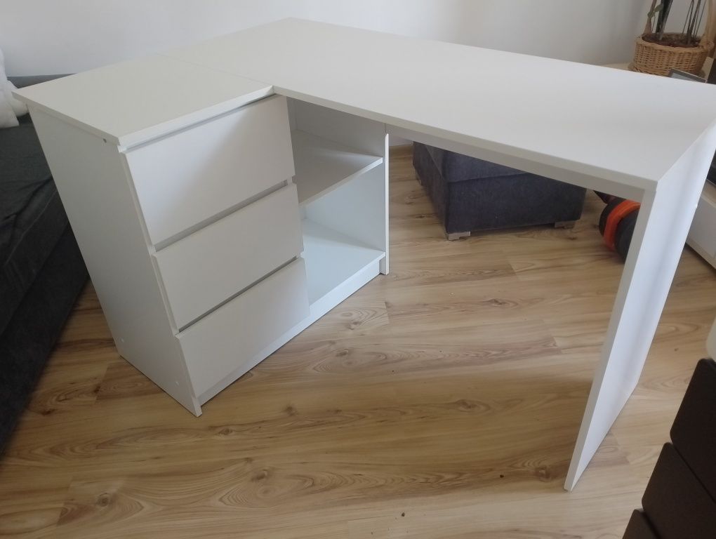 Biurko narożne Edinos biały mat