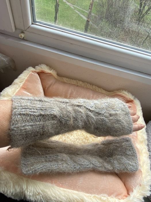 Рукавички варежки митенки из собачьего пуха