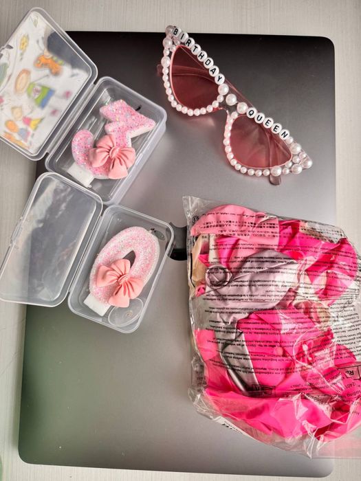 Шары , очки и цифры 30 розовые