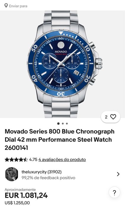 Relógio MOVADO Chronograph Serie 800