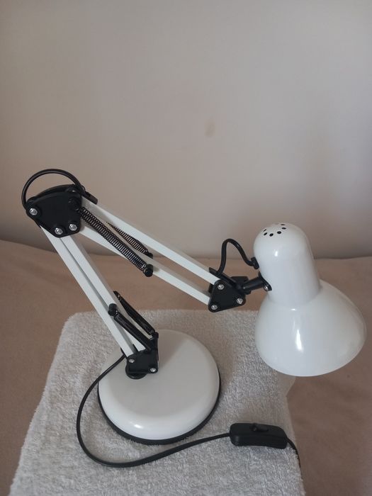 Super lampka - biurkowa nocna stołowa kreślarska *Biała* Nowa!