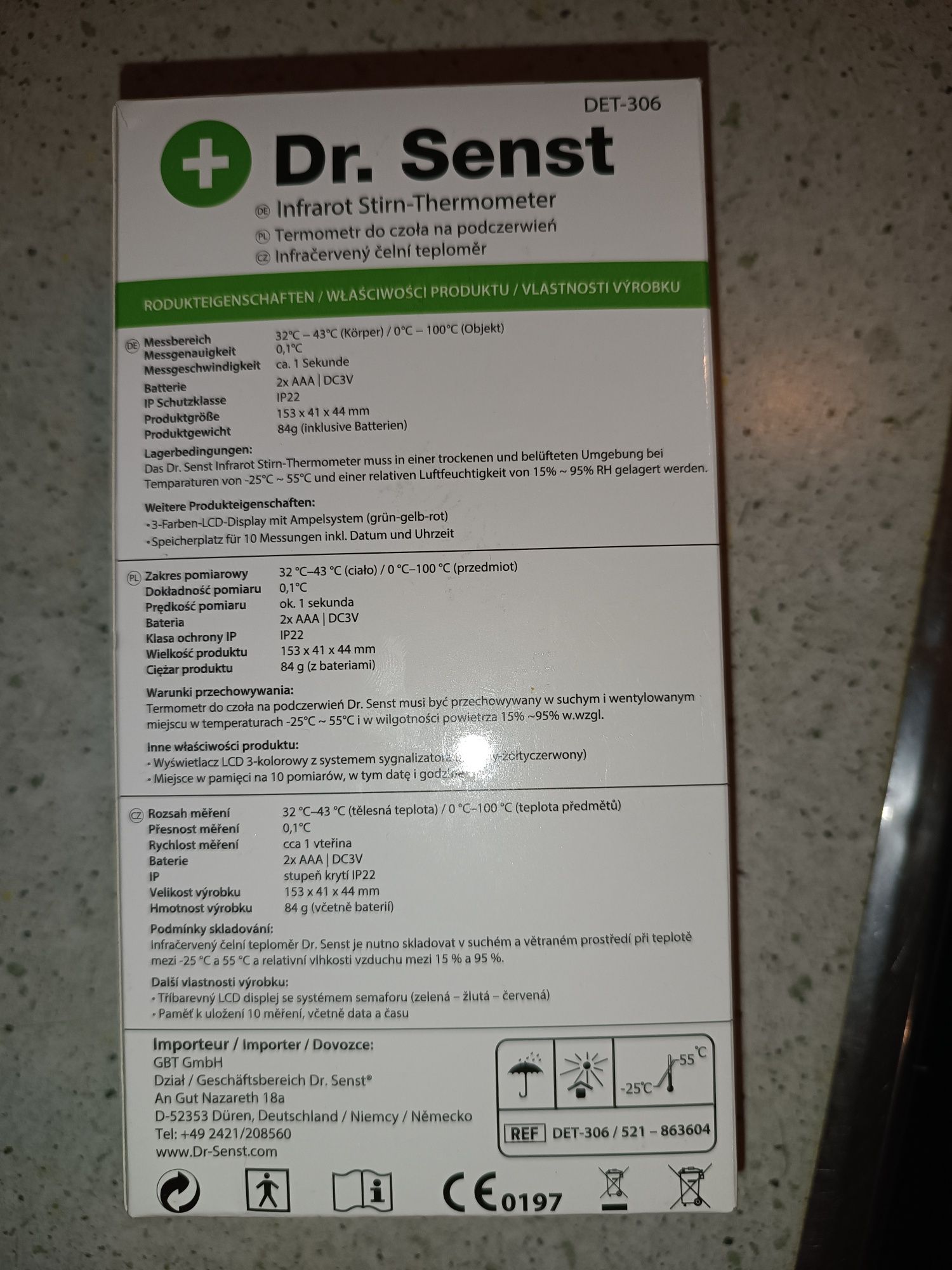 Termometr bezdotykowy Dr. Senst DET-306