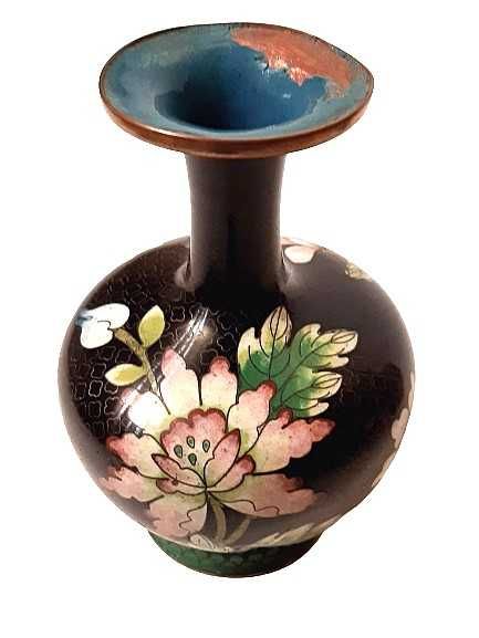 Старинная  медная ваза Cloisonne с ручной росписью и эмалью