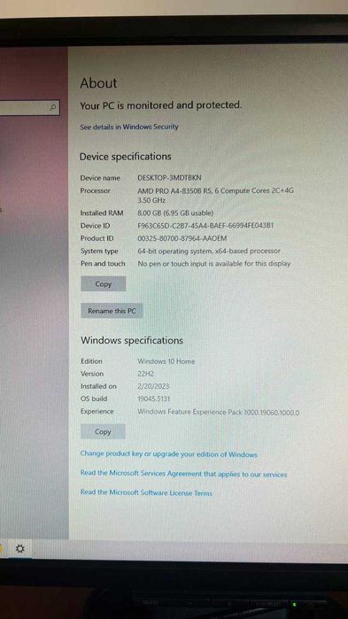 Komputer HP EliteDesk 705 G2 + monitor NEC 19”